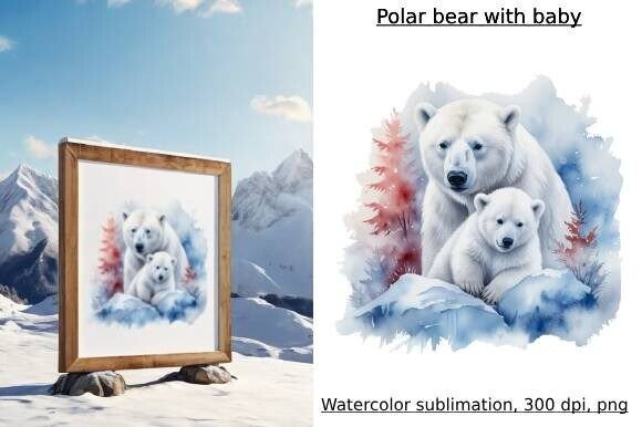 Download Polar Bear with Baby, PNG, Winter, - Baby Collection