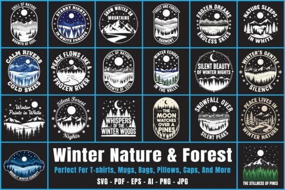 Download Winter Nature &amp; Forest T-Shirt Design Bundle - Design Collection