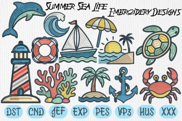 Download Summer Sea Life Embroidery Designs - Design Collection