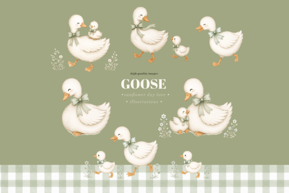Download Cute Green Bow Baby Goose Clipart - Baby Collection
