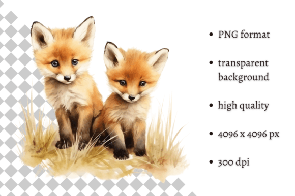 Download Watercolor Woodland Baby Foxes Clipart - Baby Collection