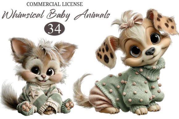 Download Whimsical Baby Animals in Sweaters Clipa - Baby Collection