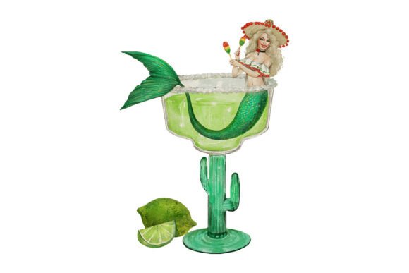 Download Watercolor Margarita Mermaid Design Art - Design Collection