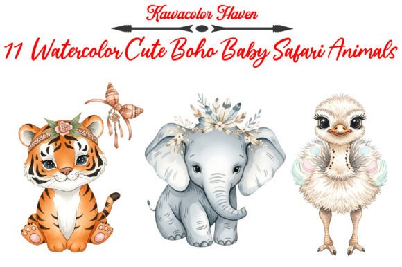 Download Watercolor Cute Boho Baby Safari Animals - Safari animal Collection