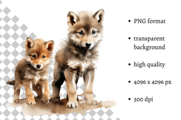 Download Watercolor Woodland Baby Wolves Clipart - Baby Collection