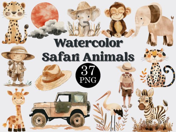 Download Watercolor Safari Animals Clipart Bundle - Safari animal Collection