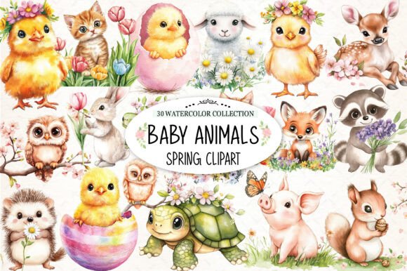 Download Cute Baby Animal Spring Clipart - Baby Collection