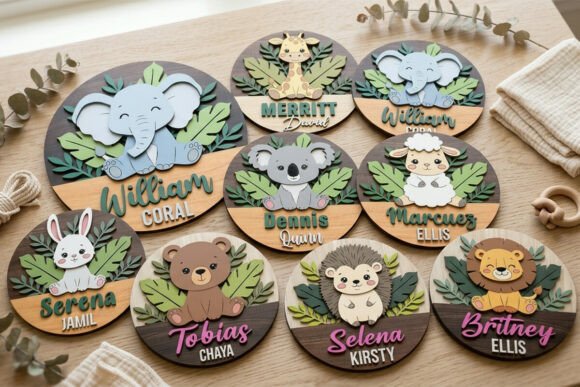 Download Safari Animal Baby Name Sign Laser Cut - Safari animal Collection