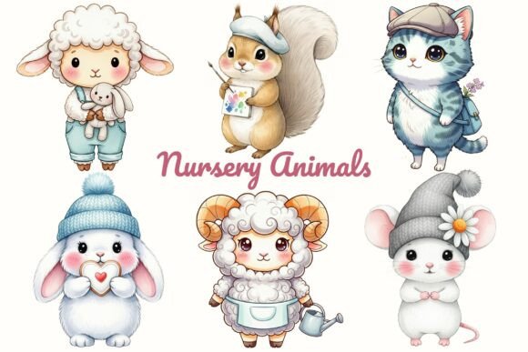 Download Cute Nursery Baby Animals Clipart PNG - Baby Collection
