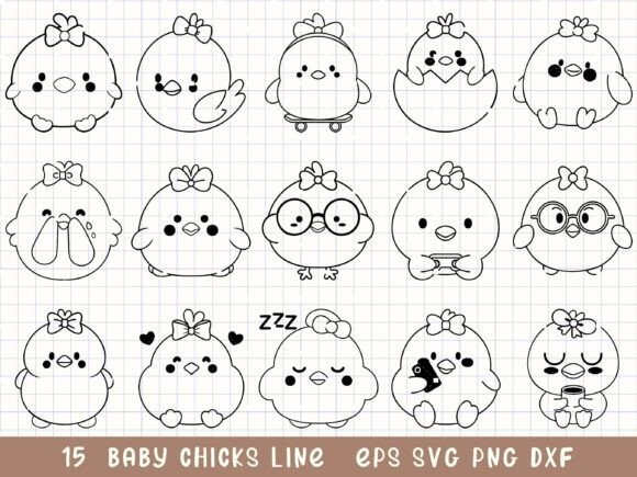 Download Baby Chicks Line Art Cute Chicken SVG - Baby Collection