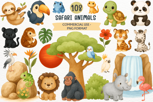 Download Watercolor Safari Animals PNG Clipart - Safari animal Collection