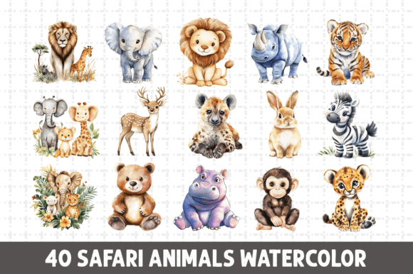 Download Safari Animals Watercolor Clipart Bundle - Safari animal Collection