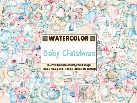 Download Baby Christmas Watercolor Clipart - Baby Collection