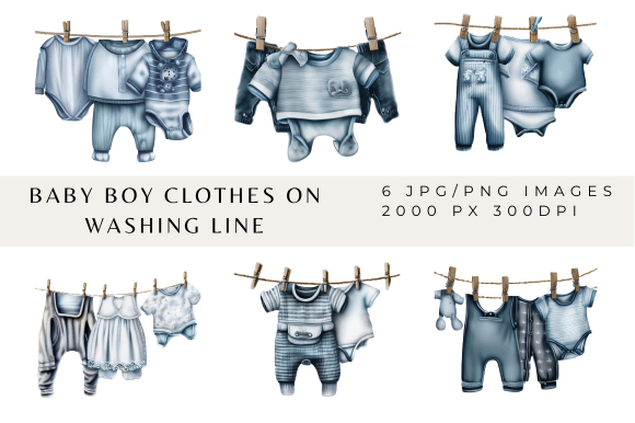 Download Baby Boy Clothes on Washing Line - Baby Collection