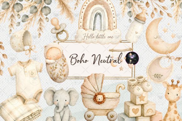 Download Boho Neutral Baby Shower Clipart - Baby Collection