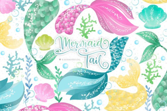 Download Watercolor Mermaid Tail Design - Design Collection