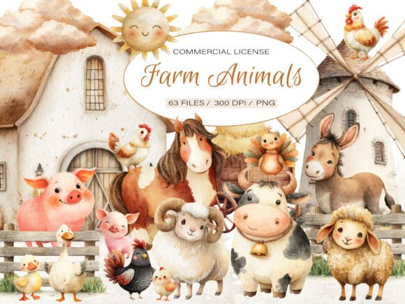 Download Watercolor Baby Farm Animals Clipart - Baby Collection