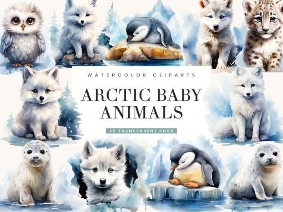 Download Watercolor Arctic Baby Animal Clipart - Baby Collection