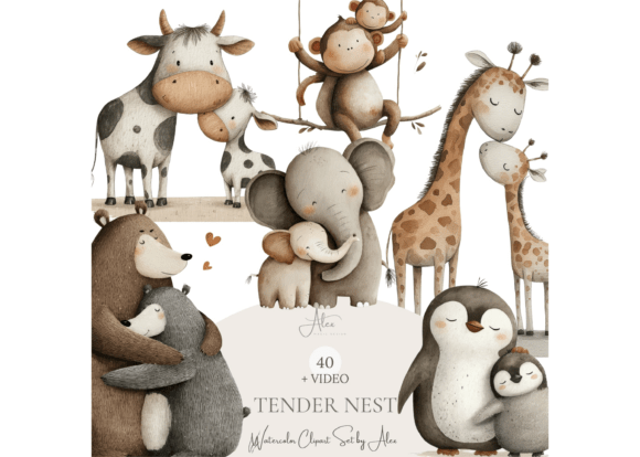 Download Mom and Baby Animal Clipart - Baby Collection