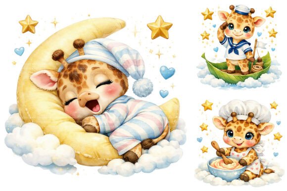 Download Cute Baby Giraffe Watercolor Nursery PNG - Baby Collection