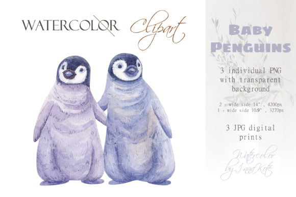Download Watercolor Arctic Baby Penguin Clipart - Baby Collection