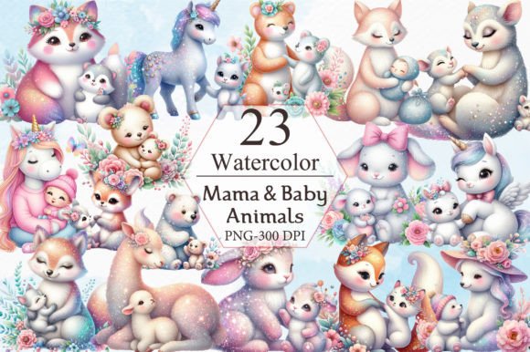 Download Mom and Baby Safari Animal Clipart - Safari animal Collection