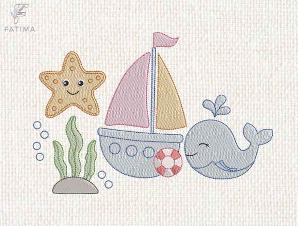 Download Cute Sea Animals Embroidery Design - Design Collection