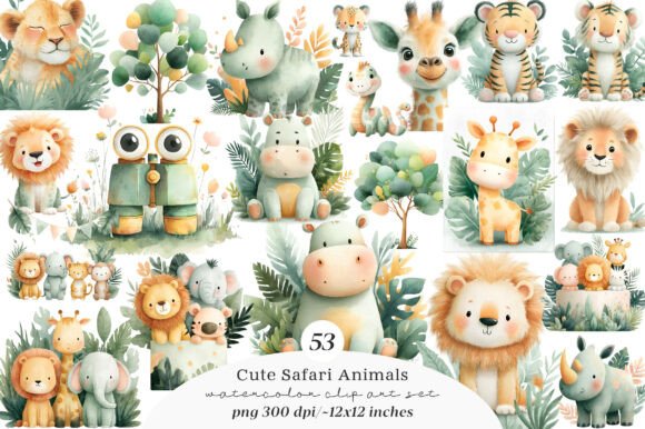 Download Cute Safari Animals Clipart - Safari animal Collection