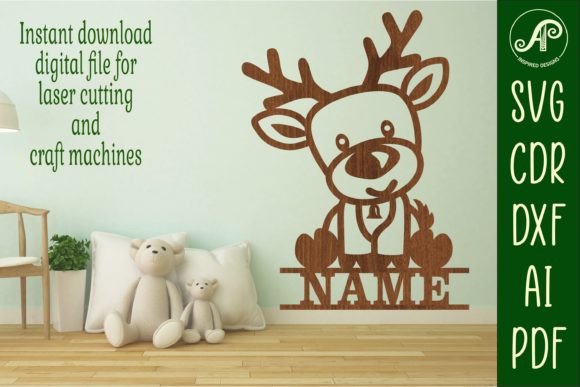 Download Reindeer Name Sign Svg Laser Cut Art - Reindeer Collection