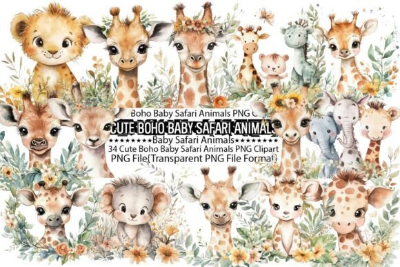 Download Cute Boho Baby Safari Animals - Safari animal Collection