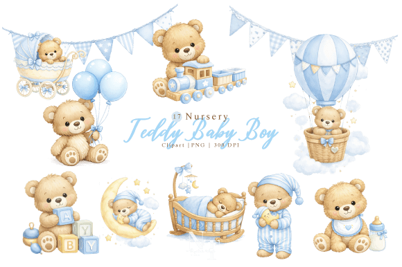 Download Nursery Teddy Baby Boy Clipart PNG - Baby Collection