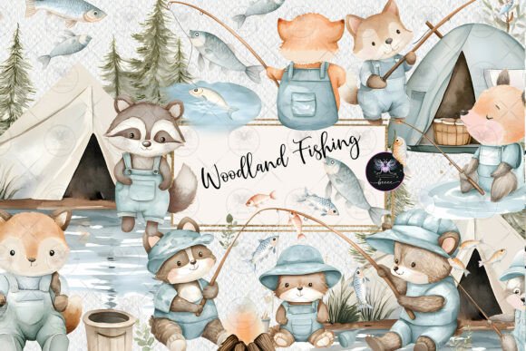 Download Woodland Fishing Baby Clipart - Baby Collection