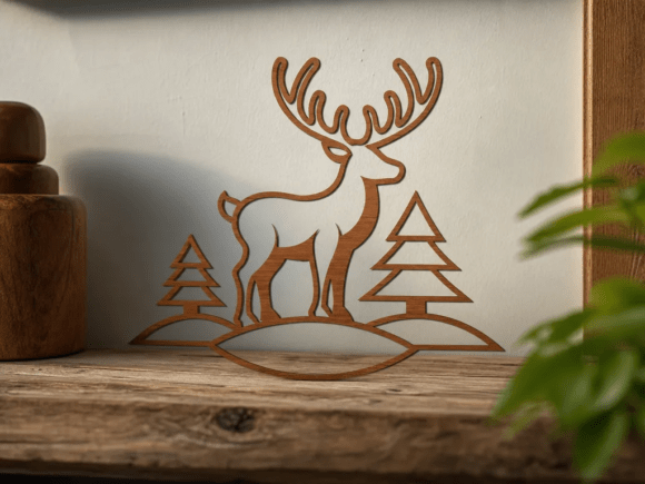 Download Reindeer Scene - Laser Cutting Design - Design Collection