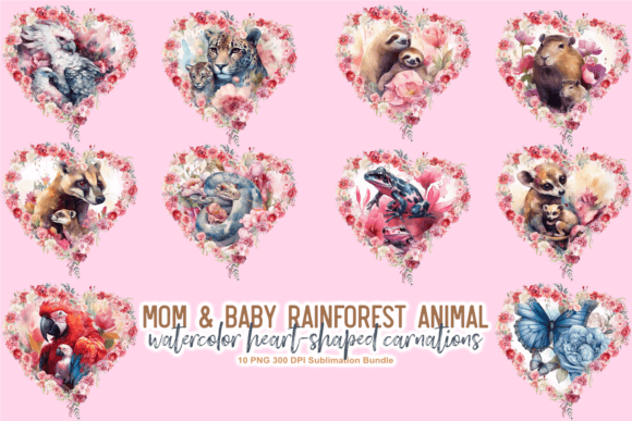 Download Mom &amp; Baby Rainforest Animal Wreath PNG - Baby Collection