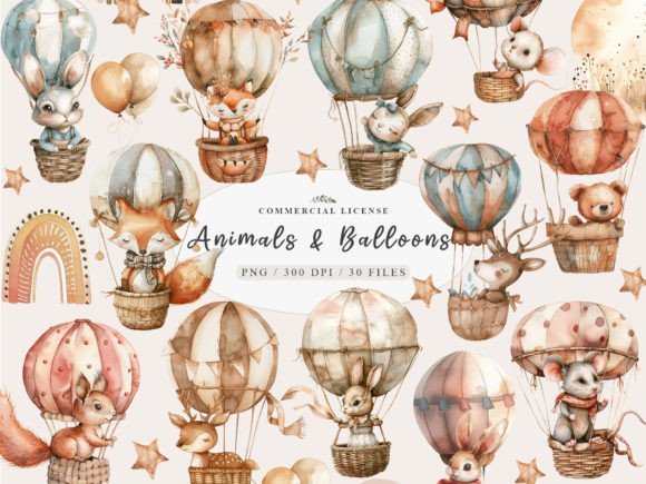 Download Neutral Baby Animals, Hot Air Balloon - Baby Collection