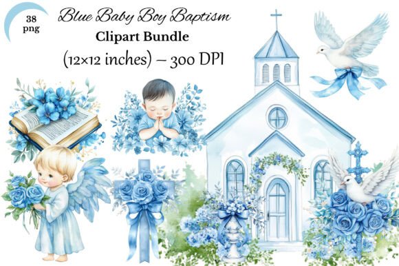 Download Blue Baby Boy Baptism Clipart Bundle ⭐ - Baby Collection