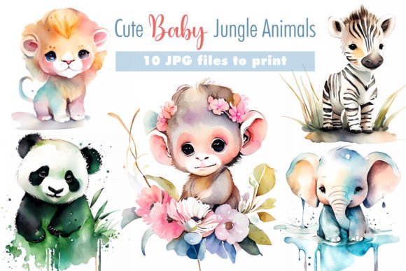 Download Cute Baby Jungle Animals in Watercolor. - Baby Collection