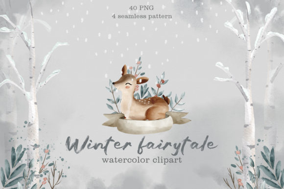 Download Watercolor Winter Baby Deer Clipart PNG - Baby Collection