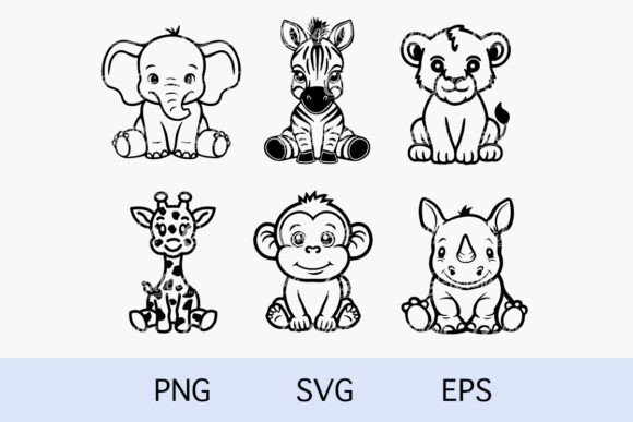 Download Cute Safari Baby Animals Svg, Png - Baby Collection