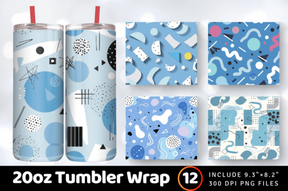 Download Abstract Baby Blue Memphis Tumbler Wrap - Baby Collection