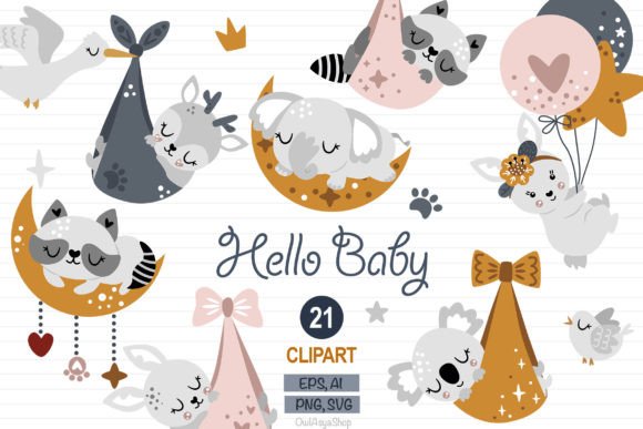 Download Newborn Animals Svg, Baby Shower Set - Baby Collection