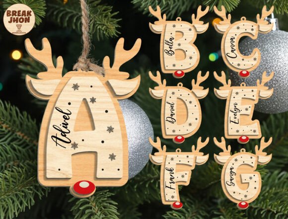 Download Reindeer Alphabet Ornament Cut File Svg - Reindeer Collection