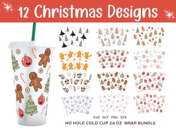 Download Christmas Cold Cup 24oz Designs SVG - Design Collection