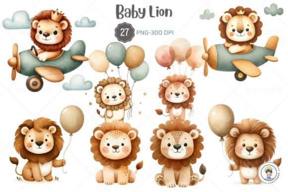 Download Lion and Baby Shower Earth Tone Color - Baby Collection