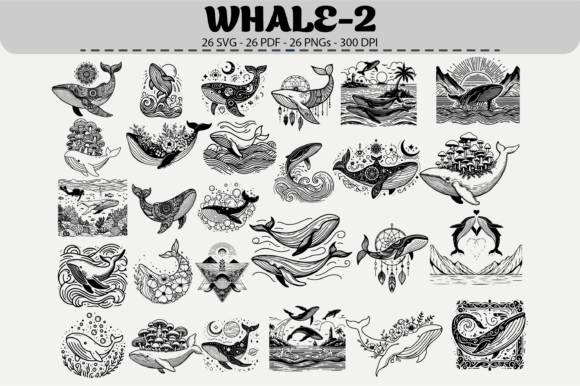 Download Whale Clipart Set – 26 Designs - Design Collection
