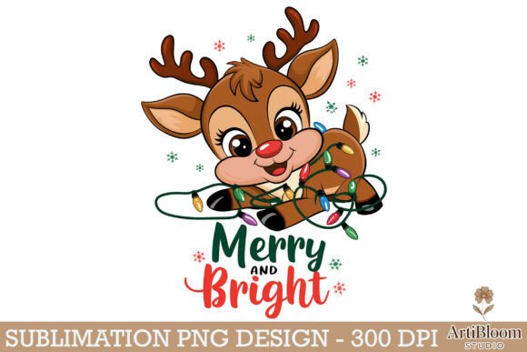 Download Merry and Bright Cute Baby Reindeer Png - Baby Collection