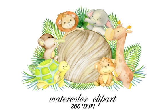 Download Watercolor Clip Art, Safari Animal, Wood - Safari animal Collection