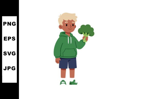 Download Boy Holding Broccoli Healthy Eating Habi - Healthy eating Collection