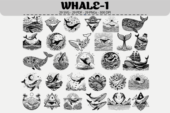 Download Whale Clipart Pack – 29 Designs - Design Collection