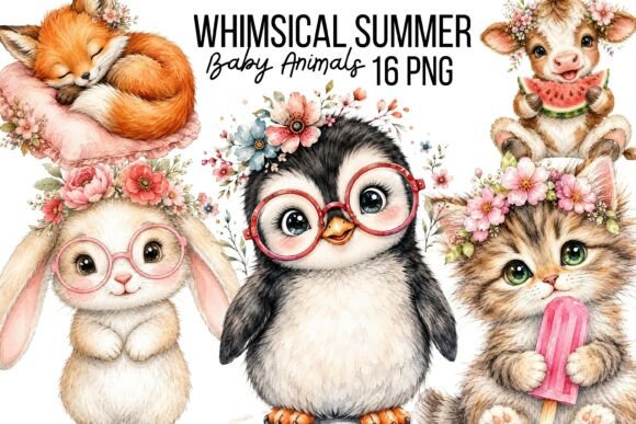 Download Whimsical Summer Baby Animals Clipart - Baby Collection